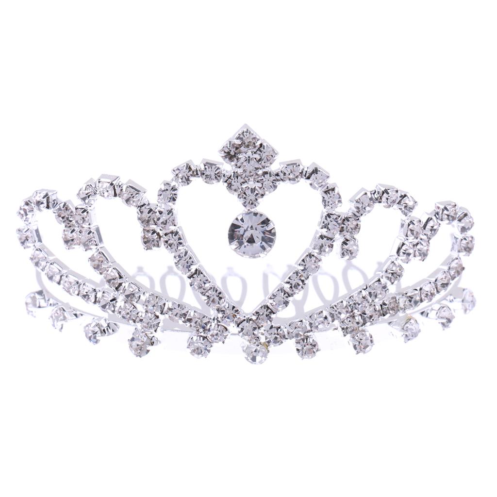 Princess Crown Tiara Crystal Hair Comb Wedding Bride Girls Hair Accessory #1