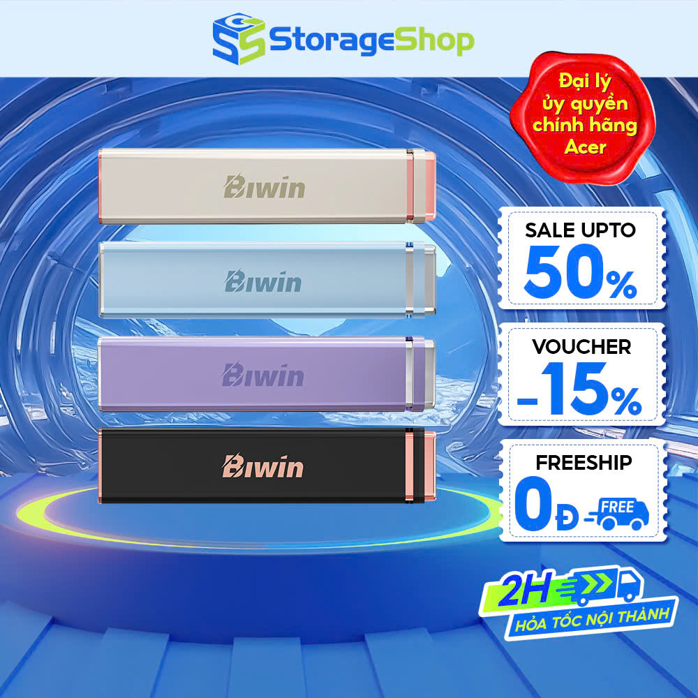 Ổ cứng di động SSD BIWIN PD2000 1TB / 2TB, Chuẩn USB 3.2 Gen 2 x2 bảo hành 5 năm Hàng chính hãng