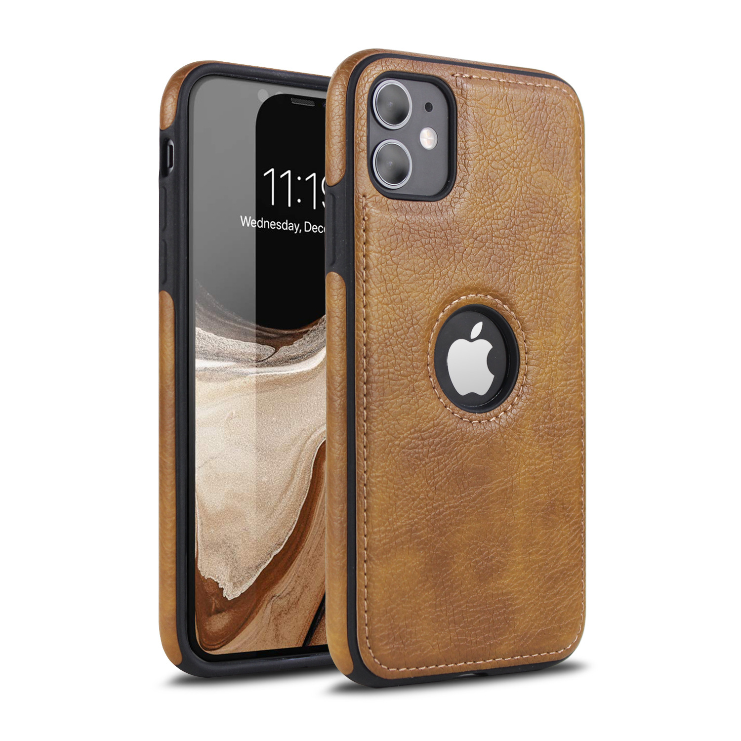 Ốp Lưng Da Cao Cấp Dành Cho Iphone 12 Mini - Vàng Nâu