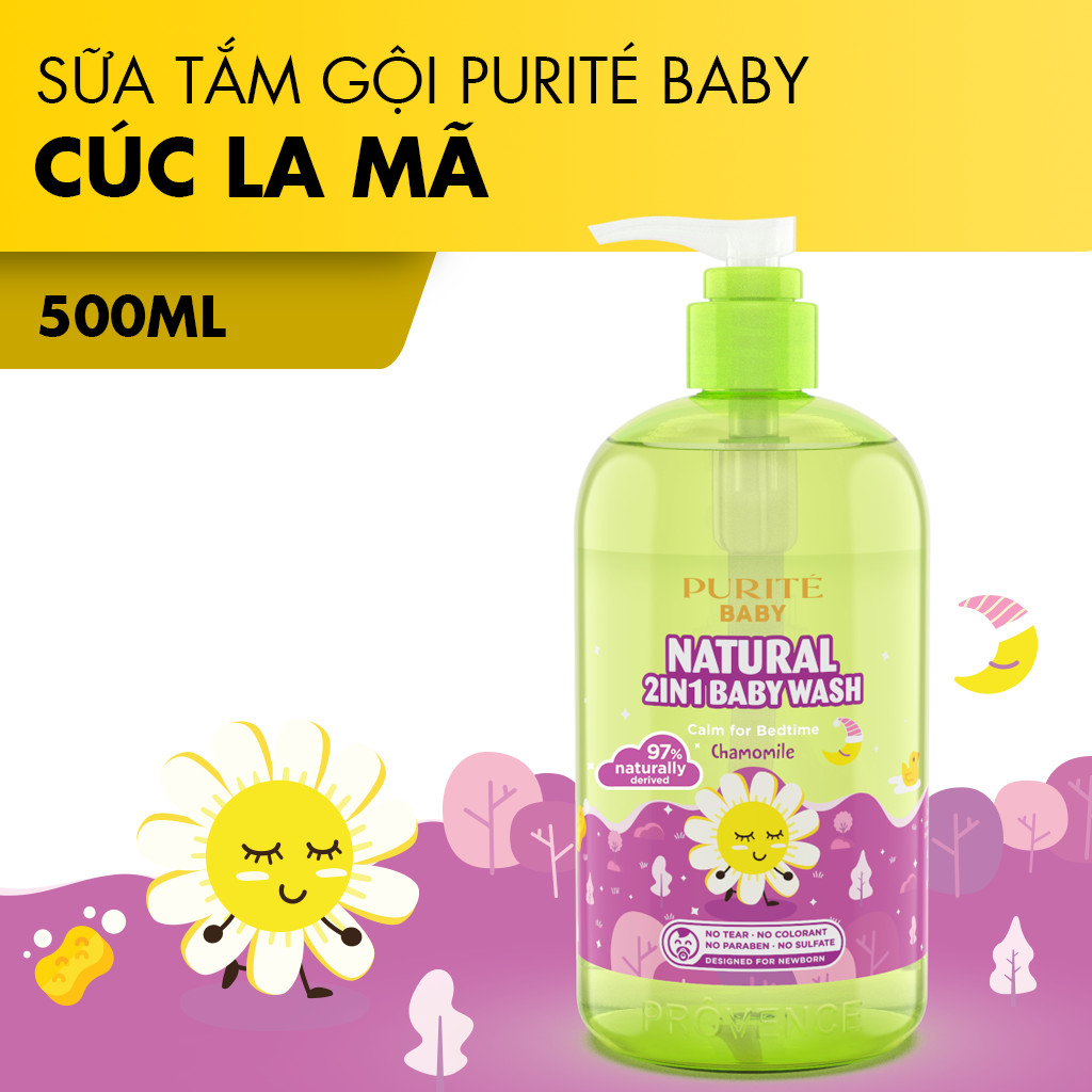 [Hàng Chính Hãng] Sữa Tắm Gội Thiên Nhiên Cúc La Mã Purité Baby 500ml