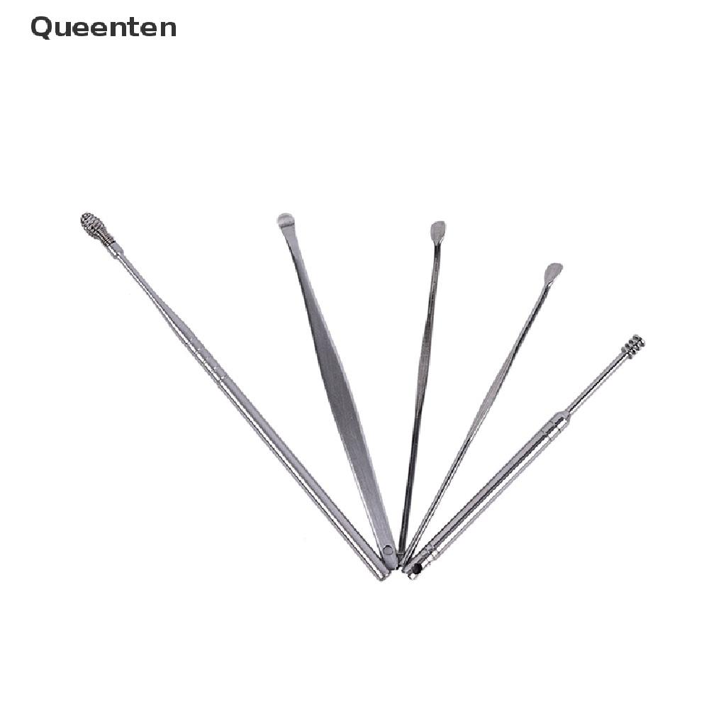Queenten 5pcs Stainless Steel Ear Pick Wax Curette Remover Cleaner Care EarPick Tool QT