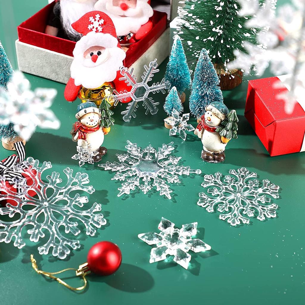 Bộ 12 hoa tuyết trong suốt trang trí tô điểm cho cây Giáng sinh