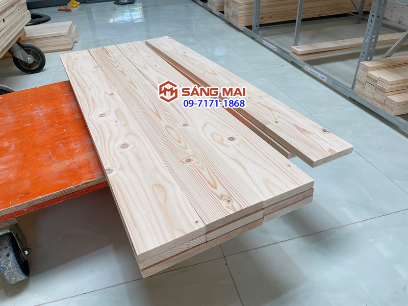 [MS140] Tấm gỗ thông mặt rộng 12cm x dày 2cm x dài 120cm + láng mịn 4 mặt