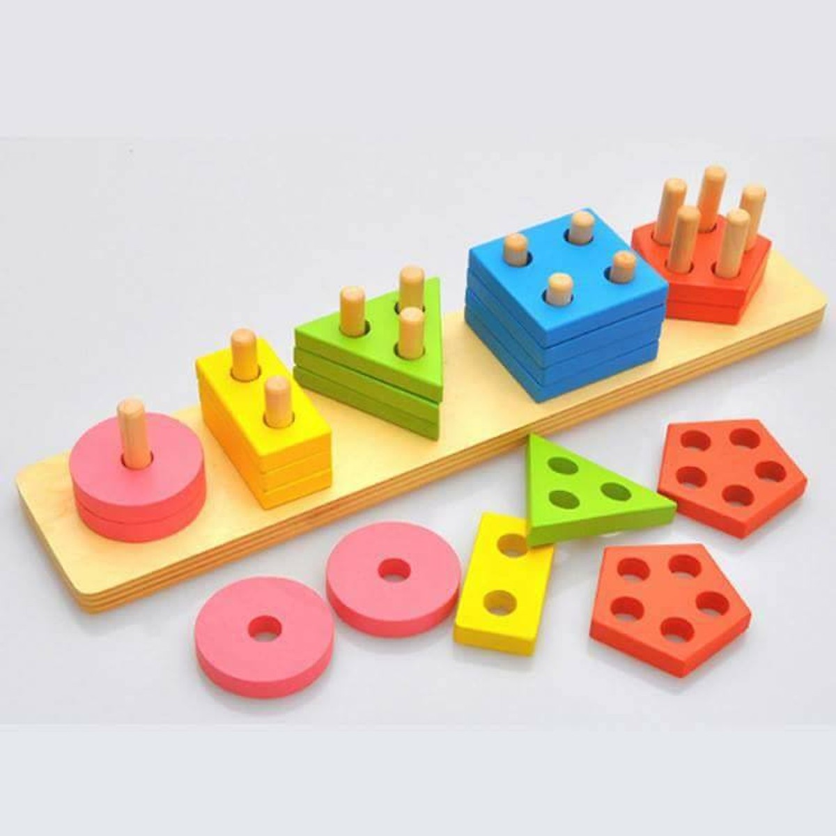 Đồ chơi gỗ an toàn cho bé - Thả hình 3D - giáo cụ Montessori Mk