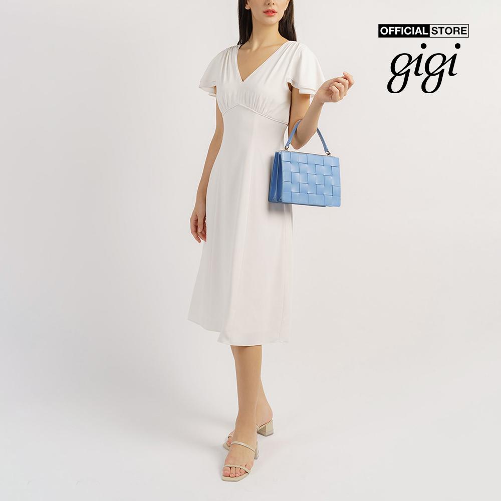 GIGI - Đầm midi cổ V tay ngắn 2 tầng thời trang G2102D221168
