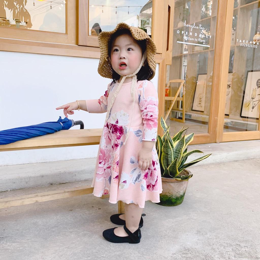 ĐẦM HOA HÔNG TAY DÀI