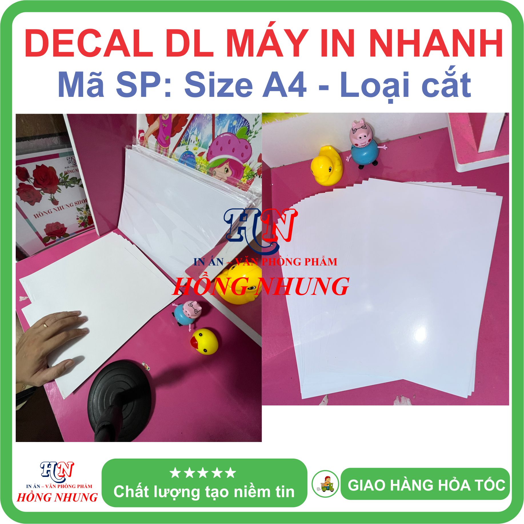 [HỒNG NHUNG] Xấp 100 tờ Decal DL chuyên máy in nhanh Laser (Loại cắt), khổ A4 - In chuyên nghiệp