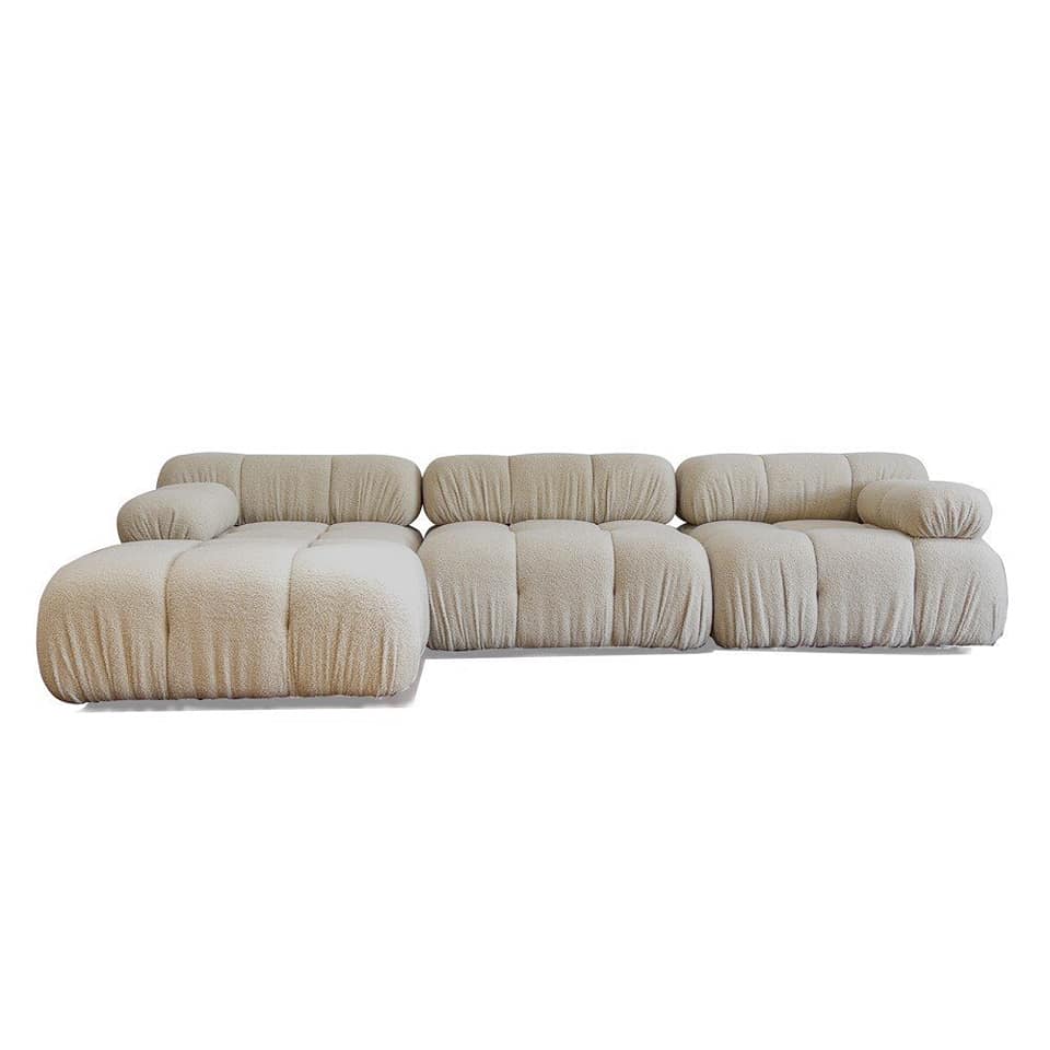 Sofa băng phòng khách hình khối Juno Sofa bọc vải lông cừu cao cấp