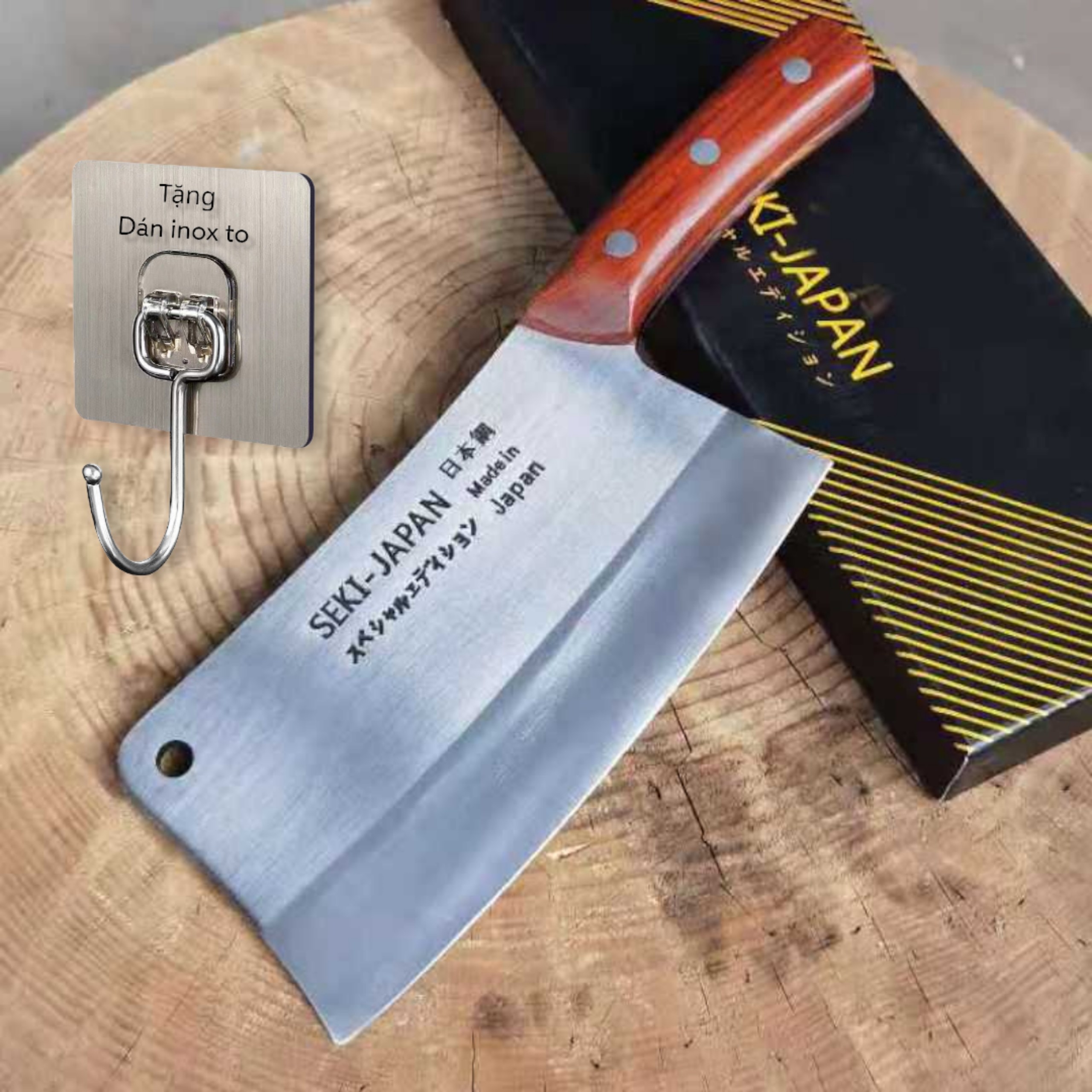 Dao chặt xương ống SEEKII - XỊN cao cấp NHẬT BẢN CHỮ KHẮC BẰNG LADE CHỮ CHÌM bằng thép trắng đúc nguyên khối chống gỉ