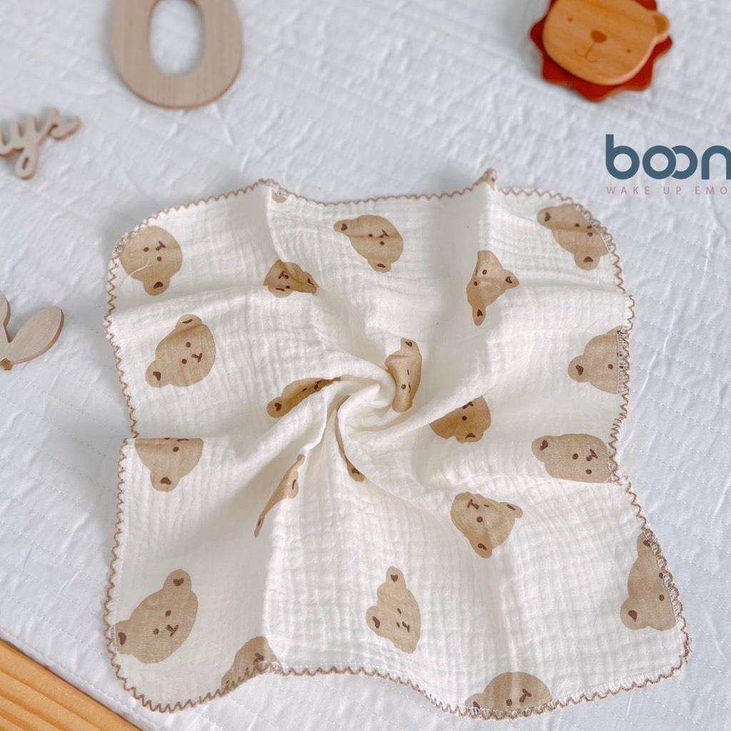 [1 Cái] Khăn sữa vải xô muslin 2 lớp cao cấp mềm mịn cho bé KT 30*30cm - Hổ - Nơ