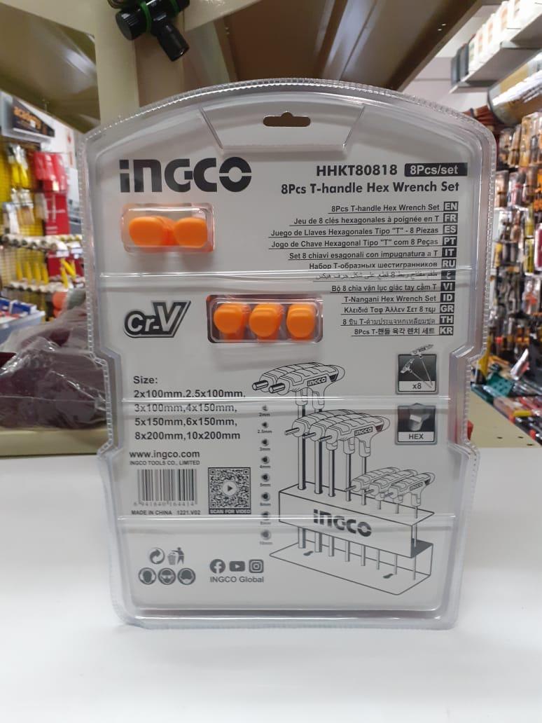 BỘ CHÌA LỤC GIÁC ĐẦU BẰNG CHỮ T 8 CHI TIẾT 2-10MM INGCO HHKT80818 - HÀNG CHÍNH HÃNG