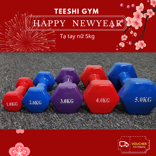 Tạ tay nữ bọc cao su 5kg cao cấp nhập khẩu tập Gym,dumbbell, tạ mini - (5kg x 2 chiếc)giao màu ngẫu nhiên