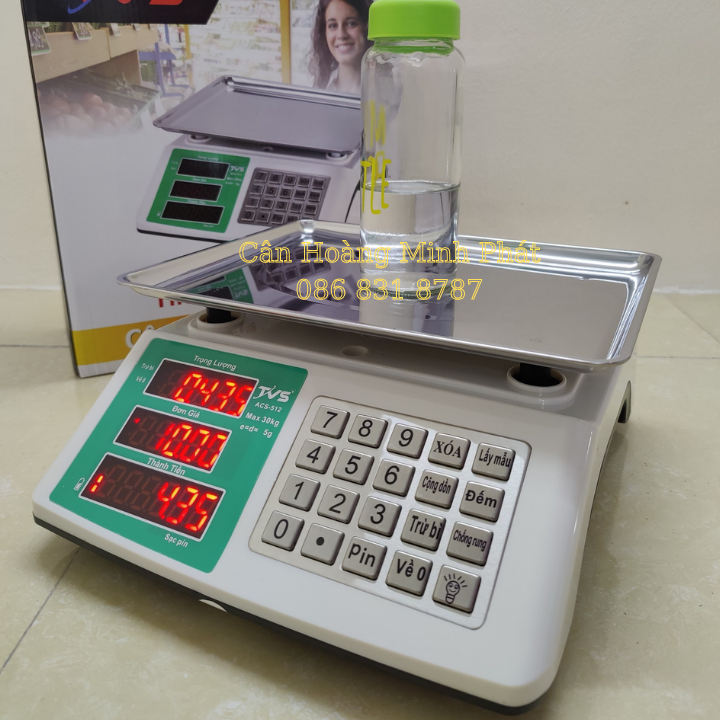 Cân điện tử tính tiền hàng 30kg/5g ACS512 - Phím tiếng việt - Cân bán hàng điện tử dành cho nhà hàng, siêu thị, cửa hàng