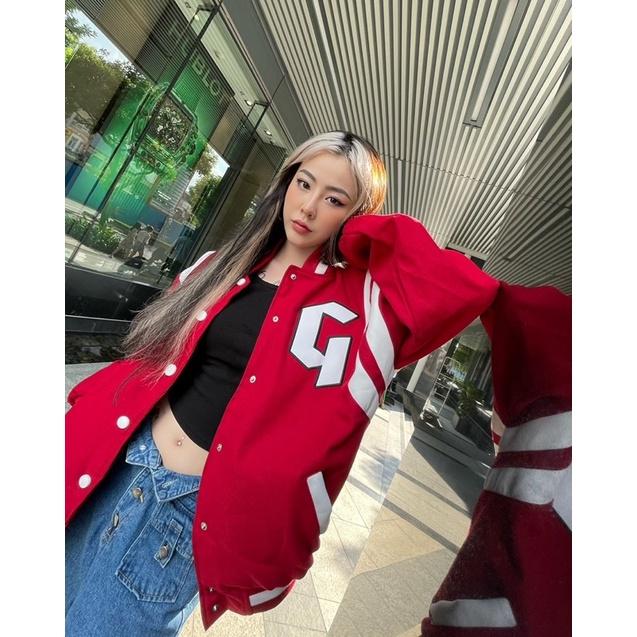 Áo Khóac Form Rộng Nỉ Jacket Varsity V19 - Màu Đỏ