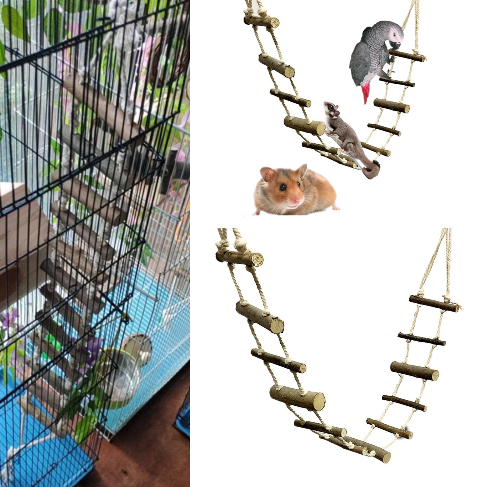 Hamster Climbing Ladder, Small Pet Hanging Squirrel DIY Suspension Wooden Bridge Hamster Swing for Birds Parrots Squirrel Sugar Gliders