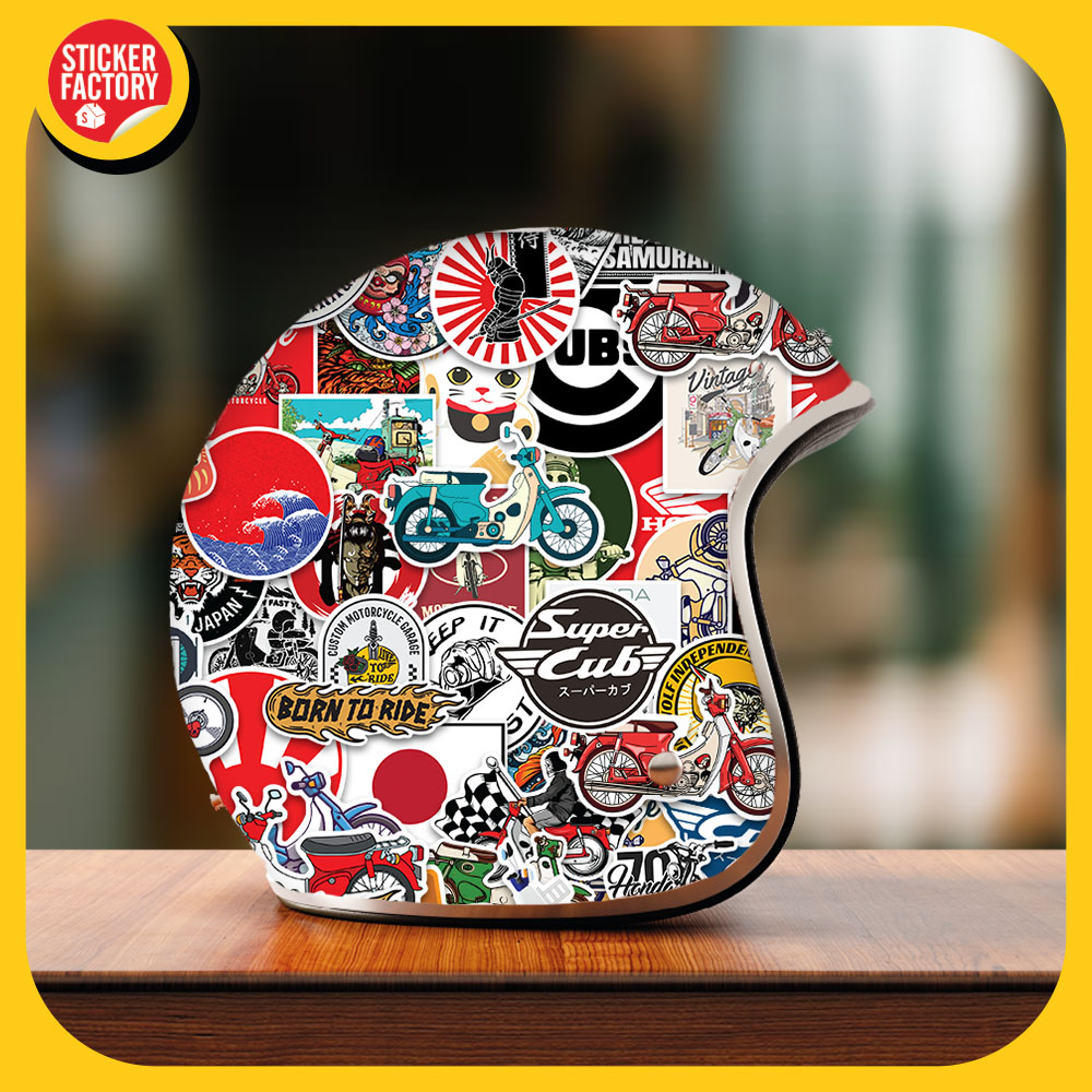 Super Cub - Set 100 sticker decal hình dán nón bảo hiểm, laptop, xe máy, ô tô - STICKER FACTORY