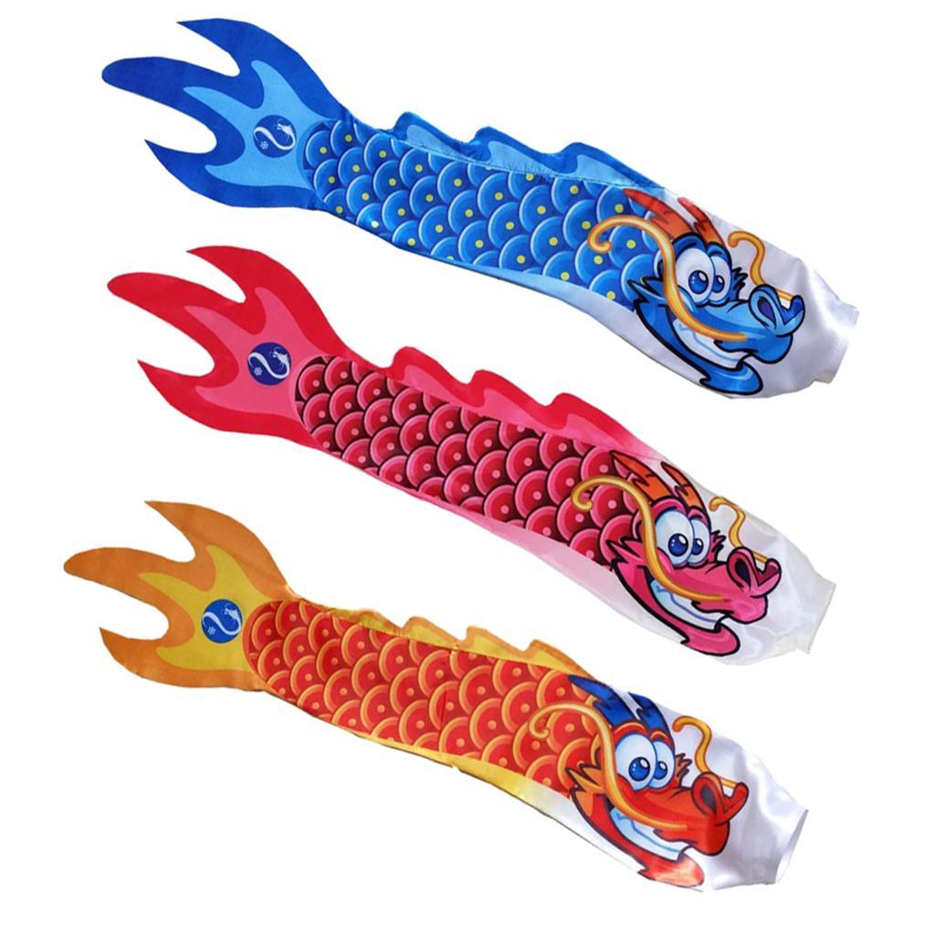 3Pcs Dragon Flag Outdoor Windsock Hanging Streamer Windmill Wind  28"