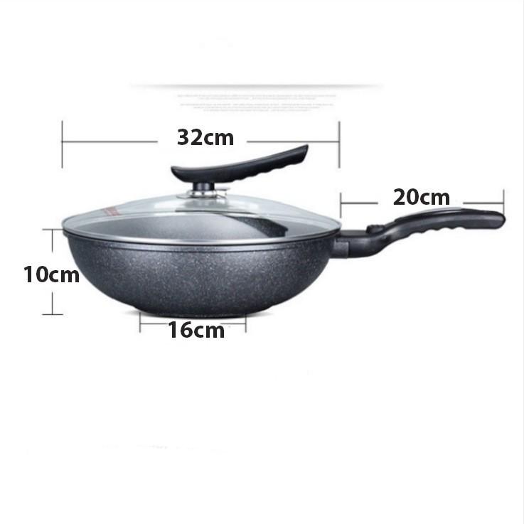 Chảo Chống Dính Vân Đá Siêu Bền Coopia Hàn Quốc Sâu Lòng Có Nắp Kính Size 32cm