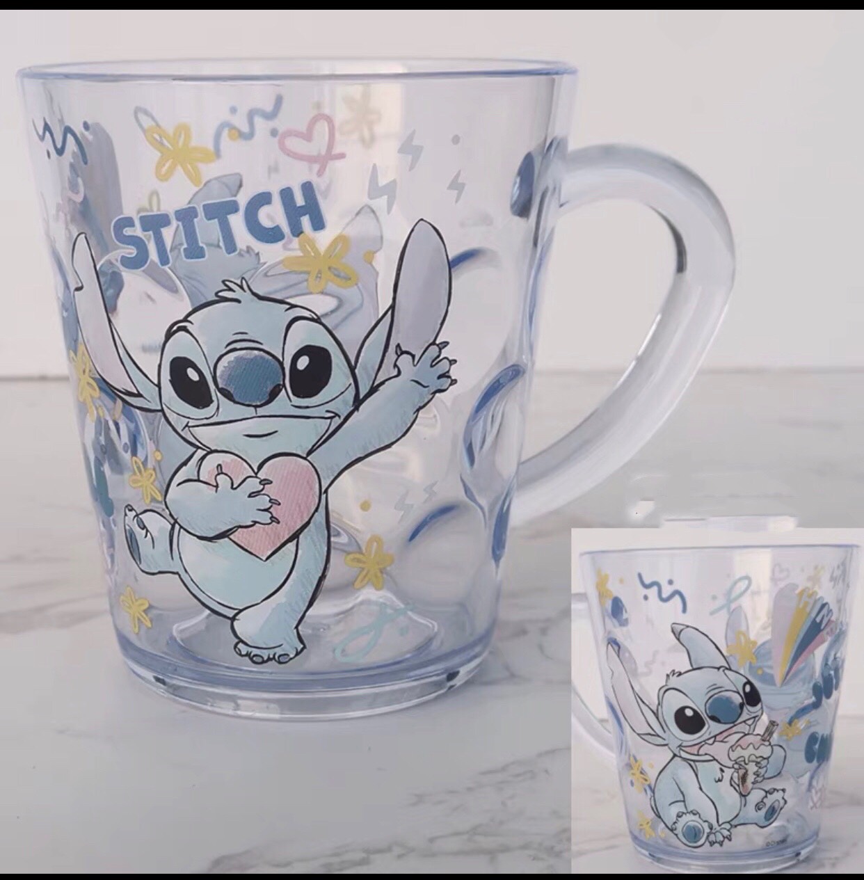 Ly quai cầm trong suốt hình Stitch siêu cute cho bé trai - PDA21121-S