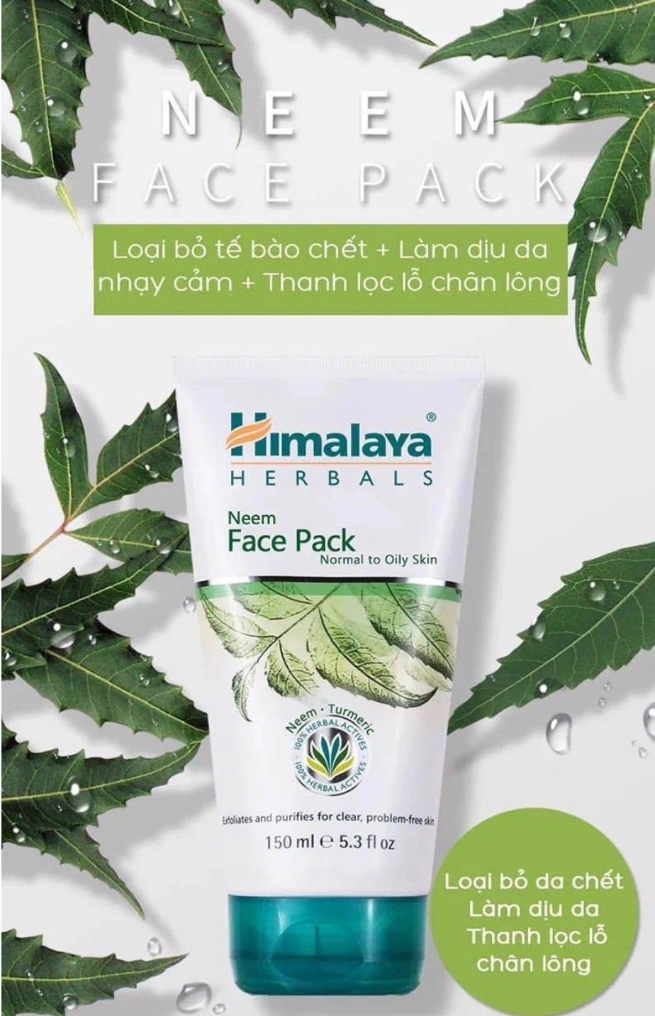 GEL MẶT NẠ ĐẤT SÉT LÁ NEEM LOẠI BỎ MỤN, BÃ NHỜN VÀ MỜ THÂM HIMALAYA NEEM FACE PACK 150ml