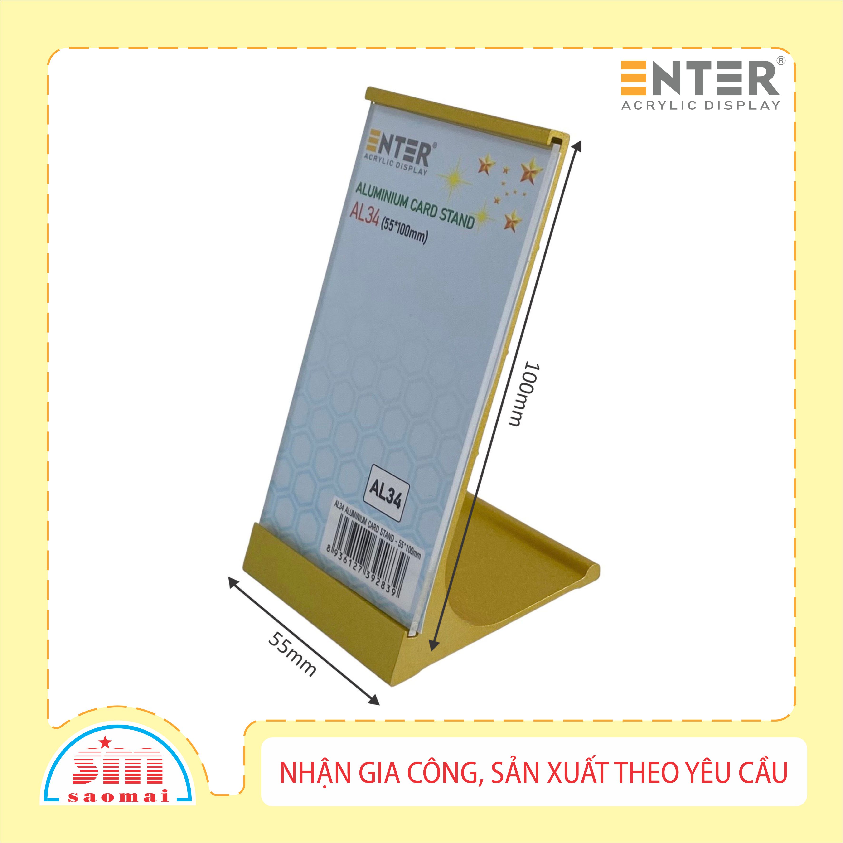Bảng thông tin để bàn nhôm Enter AL34 55x100mm, Khung thông tin sản phẩm, Khung bảng giá, Kệ trưng bày để bàn