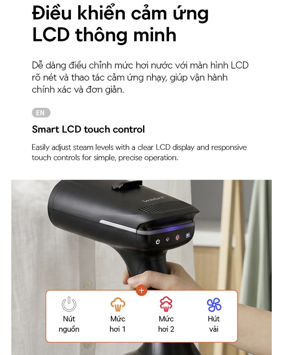 Bàn Ủi Hơi Nước LocknLock Hút Vải Thông Minh ENI216BLK - Dung Tích 270ml - 1400W - Hàng Chính Hãng