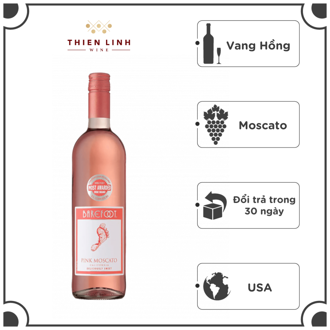 Rượu Vang Hồng USA Barefoot Varietal Pink Moscato