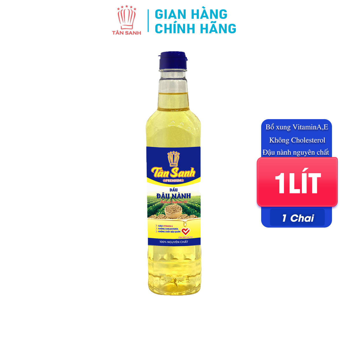Dầu Đậu Nành Tân Sanh Chai 1 Lít Nguyên Chất 100%