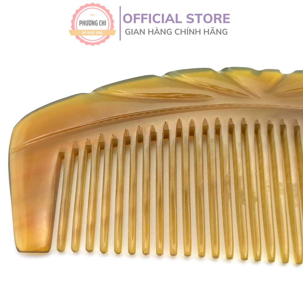 Lược sừng trâu vương miện cao cấp dài 15cm, lược chải tóc gỡ rối massage đầu | Mỹ Nghệ Phương Chi
