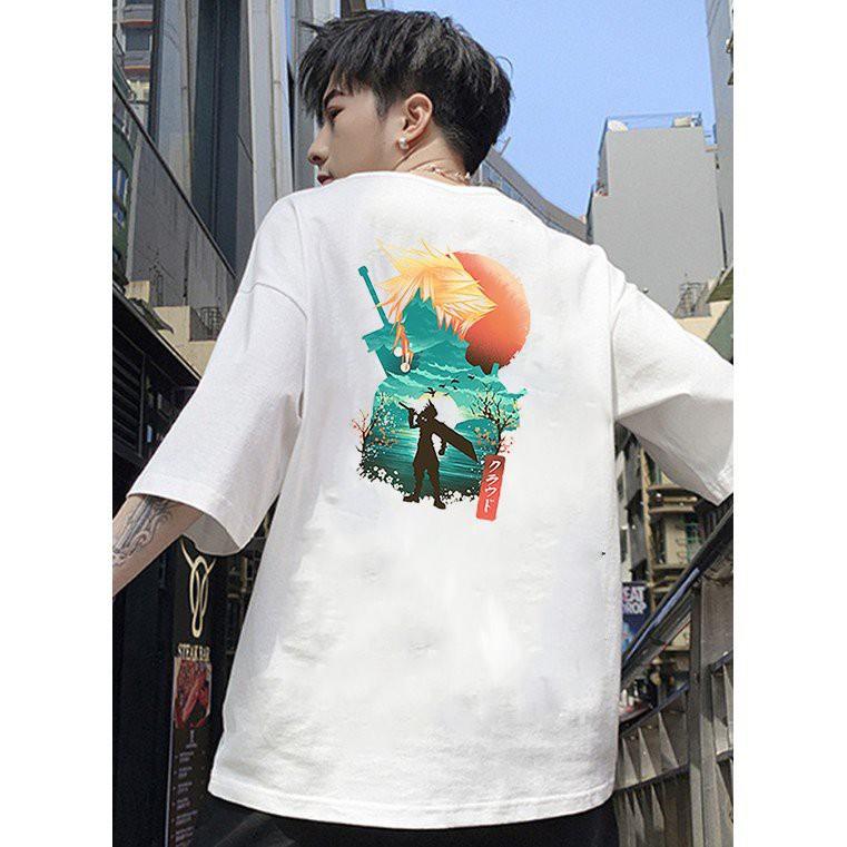 Áo thun unisex form rộng họa tiết phong cách Nhật Bản vải dày mịn 2020T2453