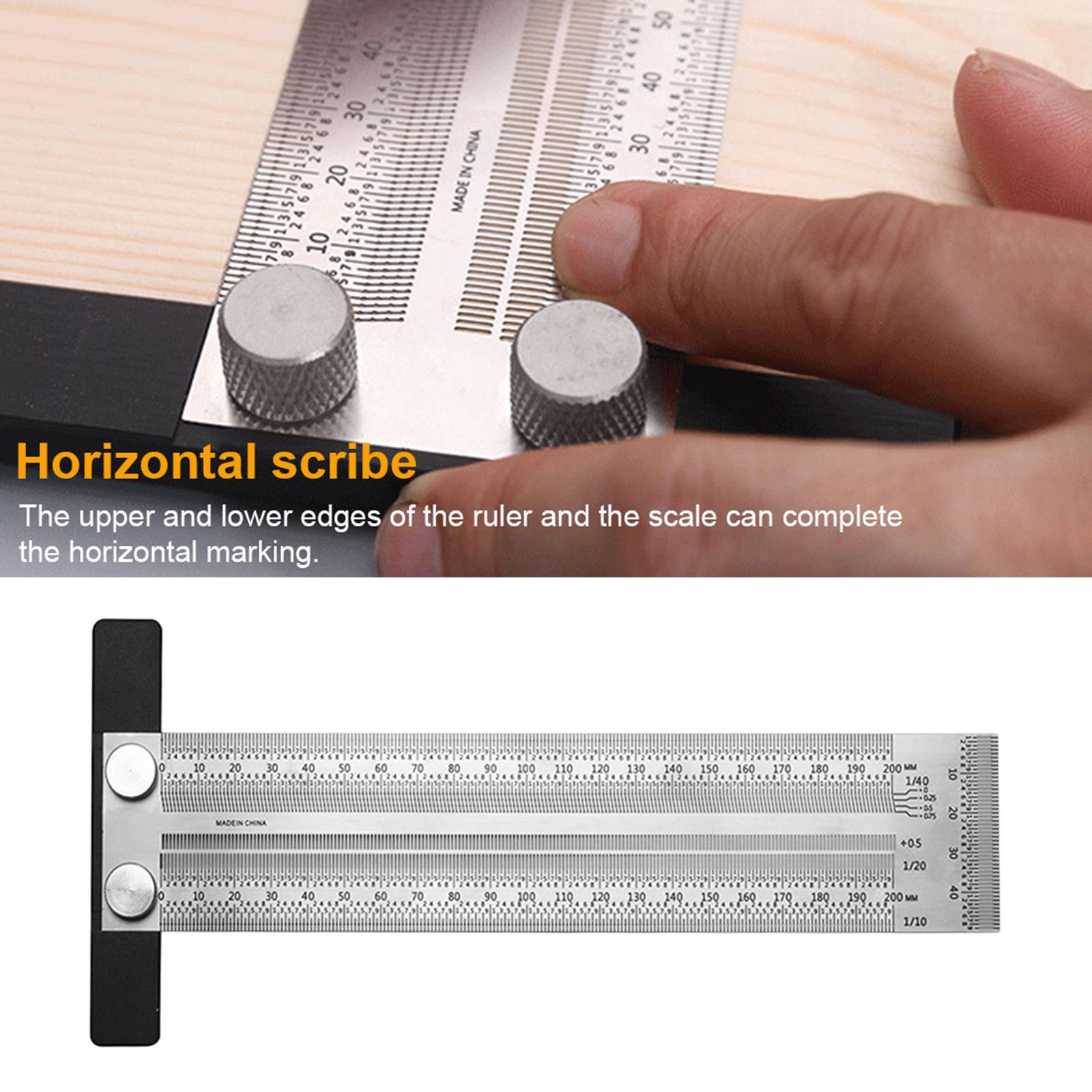 T Type Hole Scale Ruler Woodworking Scribing Mark Line Gauge Carpenter