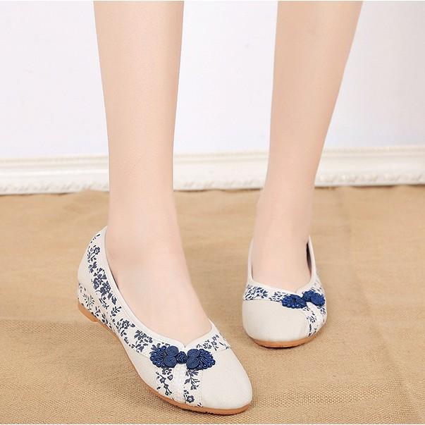 (Hình thật) Giày búp bê hoa văn cổ điển nữ tính còn size 37+38+40