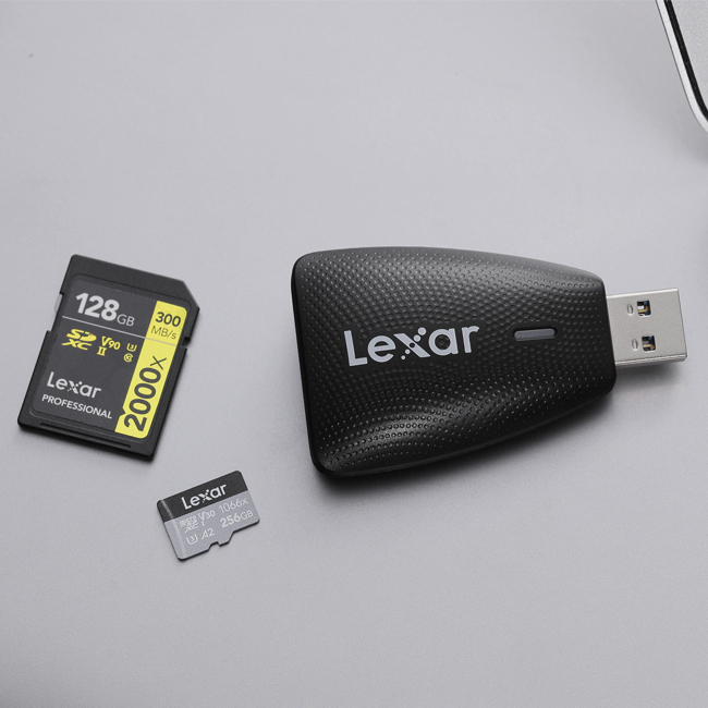 Đầu đọc thẻ 2 trong 1 USB 3.1 Lexar LRW450UB, tương thích thẻ SD/ microSD, tốc độ đọc lên đến 312Mb/s - Hàng chính hãng, Bảo hành 2 năm