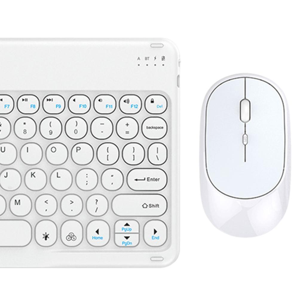 Bluetooth Wireless Keyboard Mouse Combo Cordless Rechargeable White
