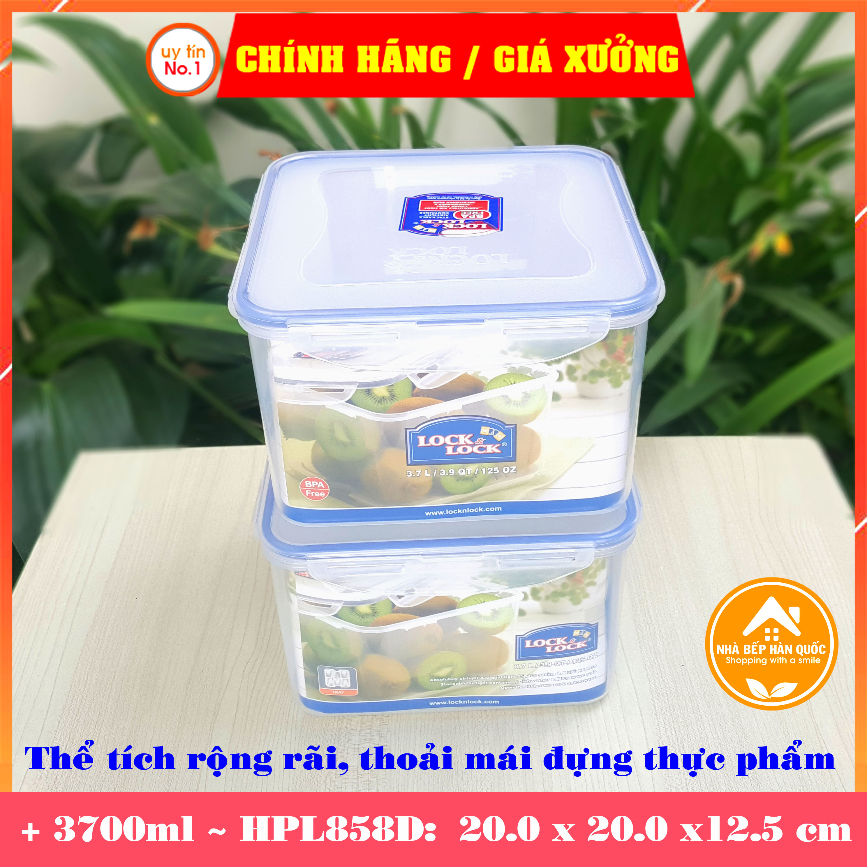 Hộp nhựa đựng thực phẩm, hộp bảo quản thực phẩm Lock&Lock HPL858D 3700ml