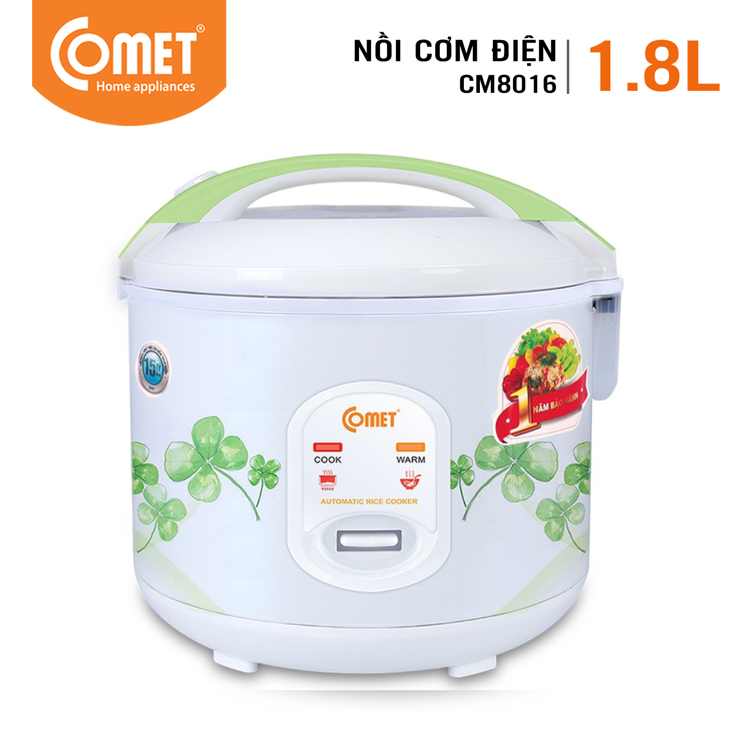 Nồi cơm điện nắp cài 1,8L COMET CM8016 - Hàng Chính Hãng