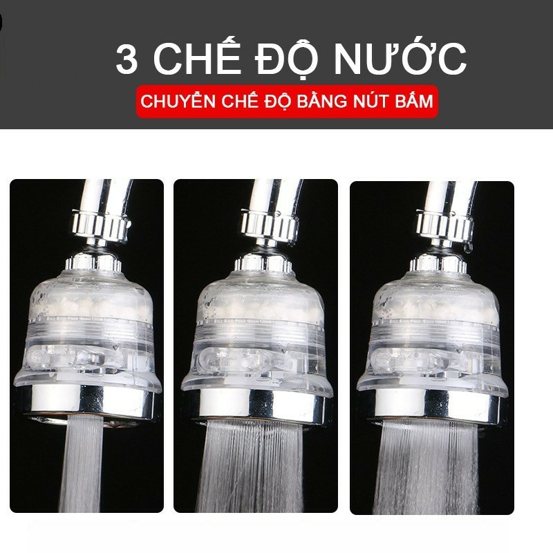 Đầu vòi lọc nước tăng áp 3 chế độ (Đầu vòi rửa chén