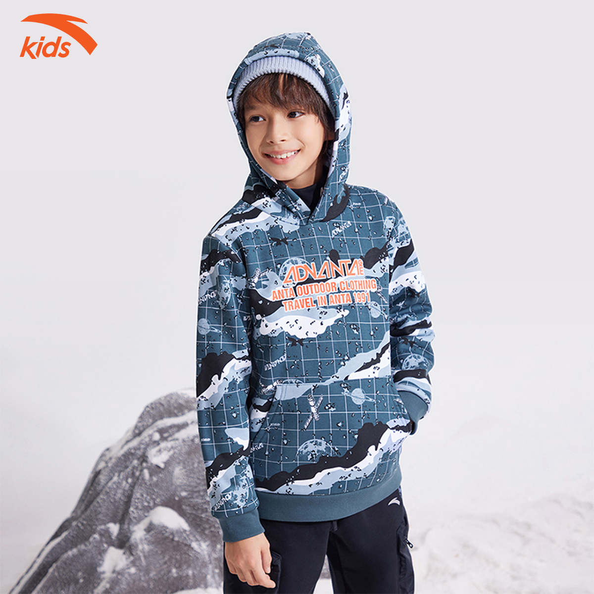 Áo nỉ hoodie có mũ thời trang bé trai Anta Kids 352246705S-2