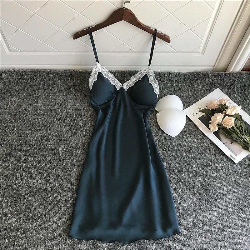 Váy Ngủ 2 Dây HISEXY Chất Lụa Satin Cao Cấp Mặc Nhà Đủ Size Dưới 85Kg MD31