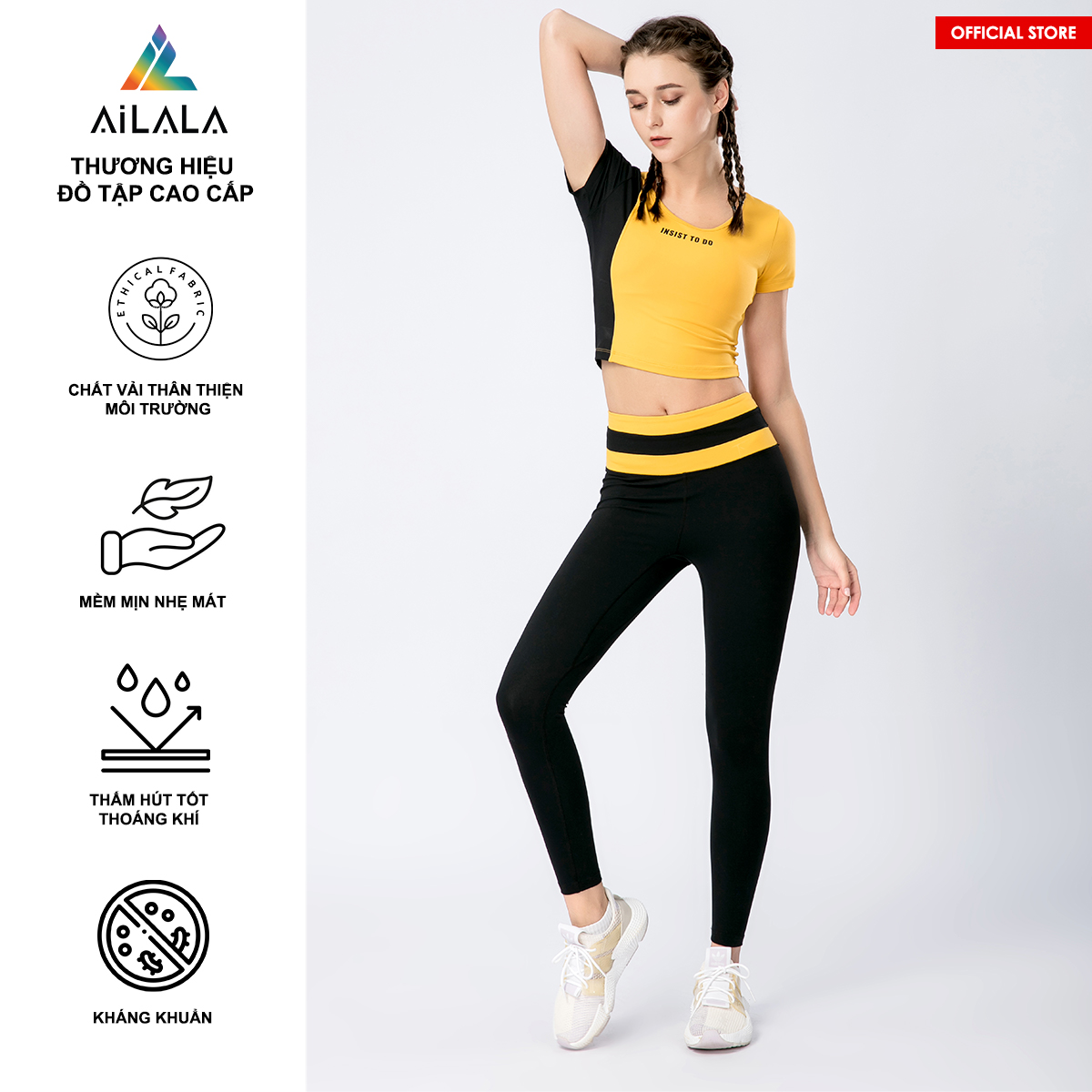 Bộ quần áo thể thao nữ AiLALA LUX45, Đồ tập Yoga Gym Pilates, chất vải Hi-tech cao cấp
