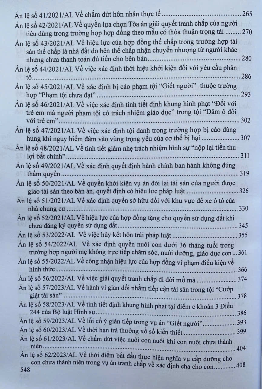 Hệ thống 82 án lệ Việt Nam hiện hành