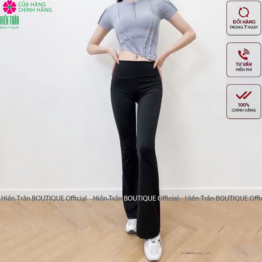 Quần ống loe Hiền Trần BOUTIQUE nữ lưng cạp cao co giãn form đẹp legging bigsize vải Umi Hàn dày dặn dáng dài