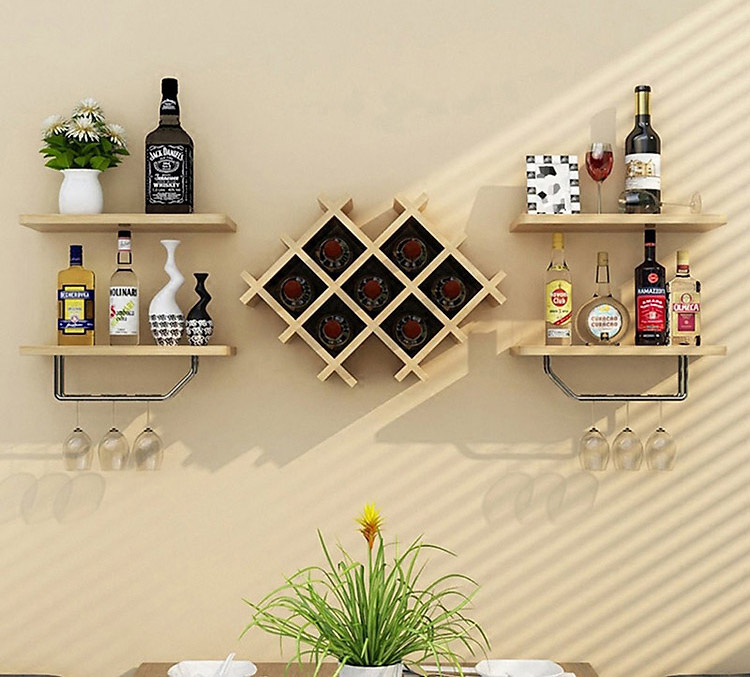 Kệ Gỗ Để Vang Trang Trí Treo Tường Nhỏ Xinh