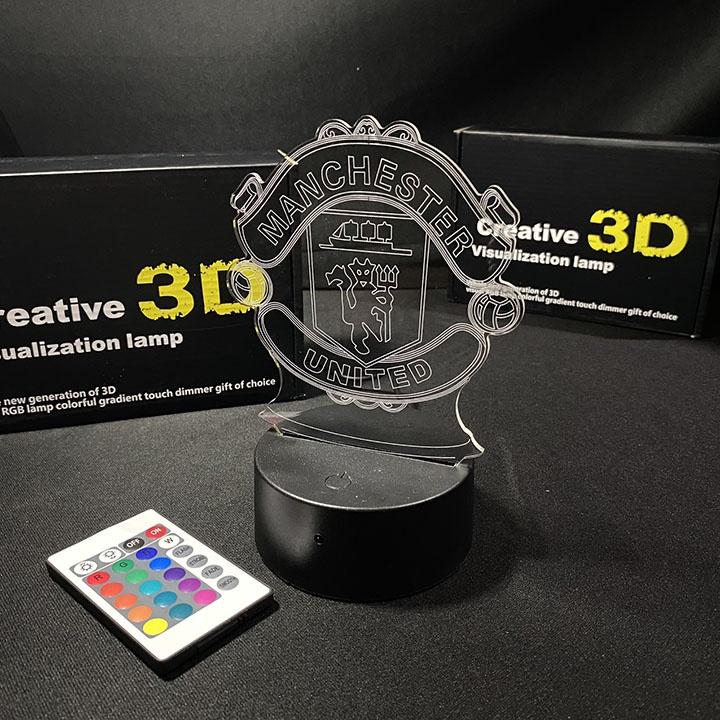 Đèn led 3D USB logo Manchester United ĐÈN NGỦ ĐÈN TRANG TRÍ 16 MÀU CÓ ĐIỂU CHUYỂN CHẾ ĐỘ MÀU