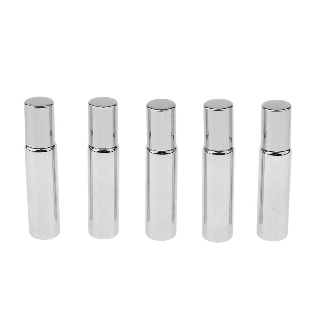 5x 10mL Empty Roller Bottles w/ Steel Ball for Essential Perfume Oils