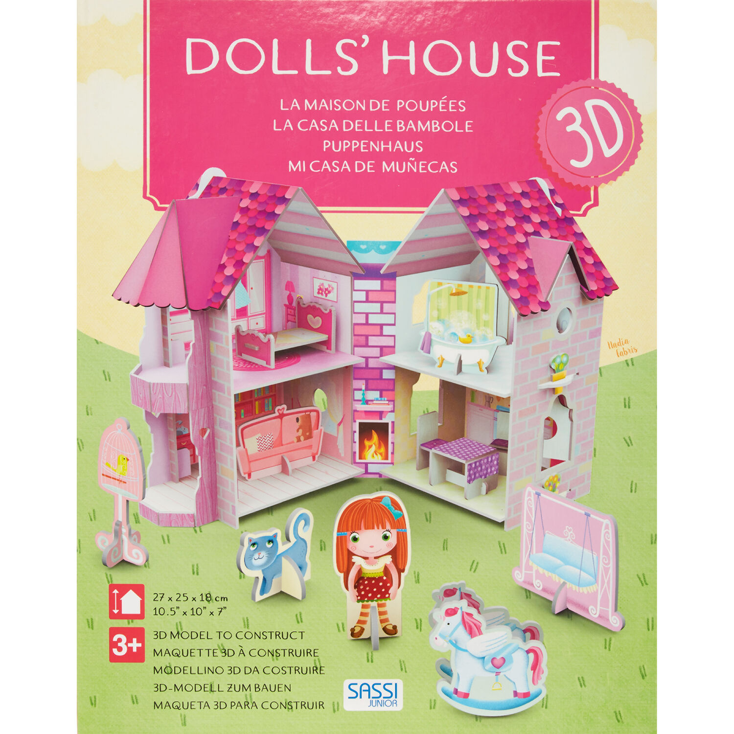 MÔ HÌNH 3D giấy NGÔI NHÀ BÚP BÊ thương hiệu Sassi Junior 3D Modeling DOLLHOUSE
