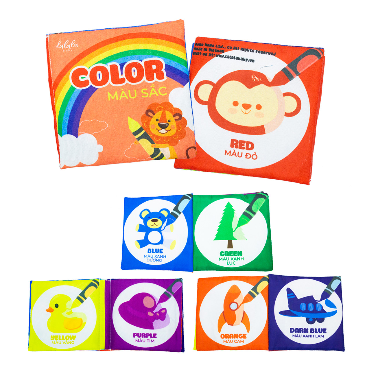 Bộ 4 sách vải song ngữ- Phát triển của Lalala Baby