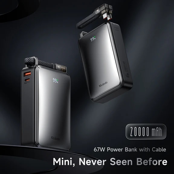 Pin Sạc Dự Phòng Mcdodo 67W 20000mAh 2C1U Mini Power Bank with USB-C Cable (Hàng chính hãng)