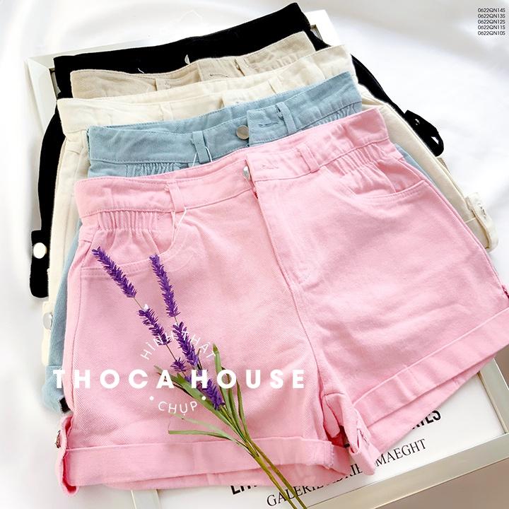 Quần short nữ thời trang săn lai gài nút ống rộng THOCA HOUSE nhiều màu, phối đồ dáng Hàn cao cấp