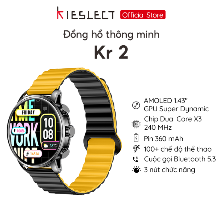 (Mở bán) Đồng hồ thông minh Kieslect KR 2 | 1.43 inch | AMOLED Super Dynamic | 360mAh | Nghe gọi trực tiếp | Hàng Chính Hãng